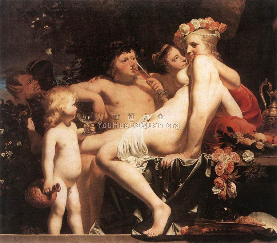 Bacchus with Two Nymphs and Cupid - 凯撒·万·埃弗丁恩